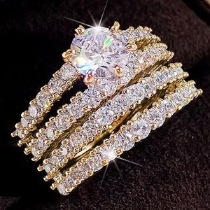 *NEW* 14k Gold 2pc Women's Ring Set